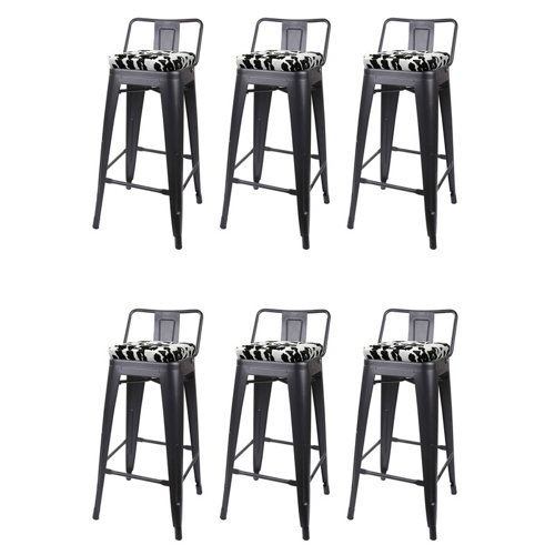 17 Stories 30Inch Milk Cow Seat Black Metal Bar Stool, set of 6 Wayfair